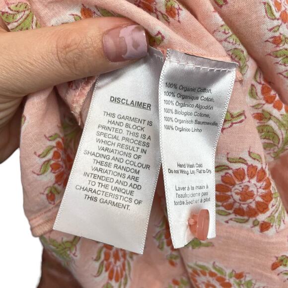 Emerson Fry India Collection Frances Organic Cotton Dress Monday Flowers Pink M - Picture 7 of 9